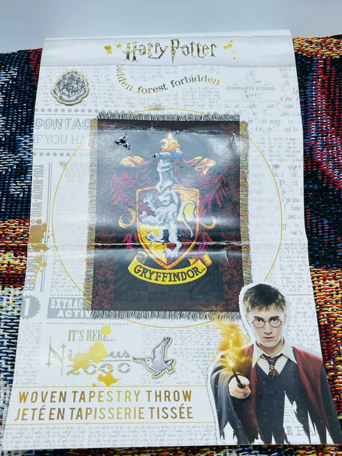 Harry Potter Gryffindor Shield Woven Tapestry Throw Blanket Northwest 48x60 NEW