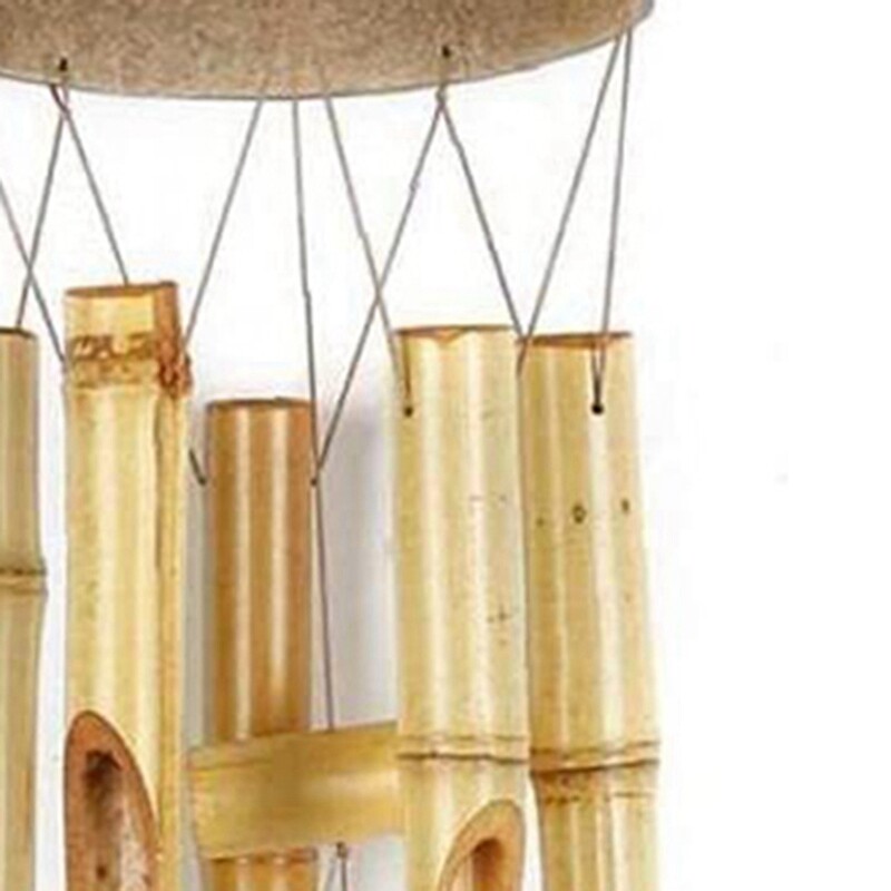 Carillon éolien En Bois Et Acier Inoxydable - 65 Cm De Haut - Sons Apaisants - Pour Jardin, Terrasse Ou Intérieur