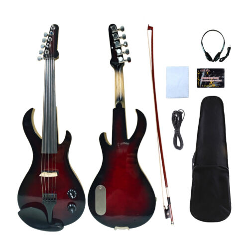 5 String Electric Violin 4/4 Size Guitar-Shaped Body Solid Wood Ebony Fittings - Picture 1 of 7