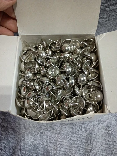 DADS Nickel Plated High Dome Upholstery Tacks 500 5/8" Dia 5/8" Nail Open Box