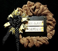 Bee Sweet  Bumble Front Door Wreath - Black and Yellow and Beautiful