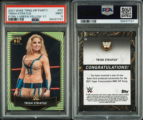 2021 Topps Transcendent WWE VIP Party Trish Stratus Yellow/Green 1/1 PSA 9 MINT - Picture 3 of 3