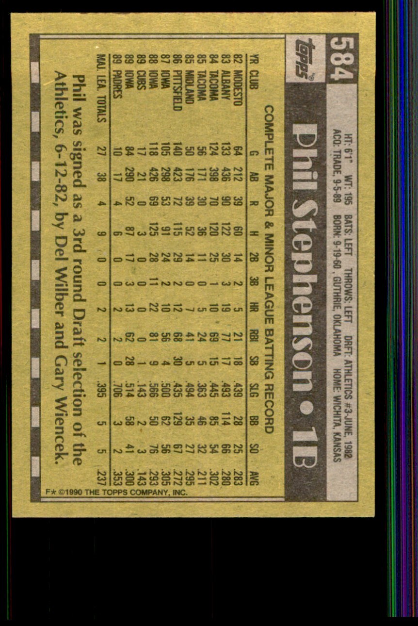 1990 Topps Phil Stephenson Baseball Cards 584 eBay