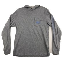 Vineyard Vines Mens Long Sleeve Hooded Shirt Chest Pocket Size XS Gray