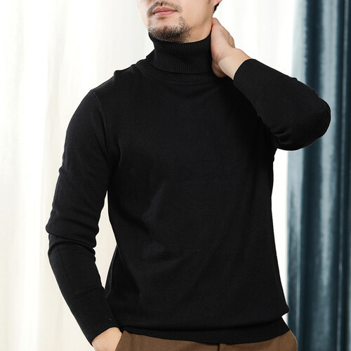 Sweater Men's Turtleneck Wool Blend Lapel Loose Large Size Bottoming Tops - Imagen 29 de 33