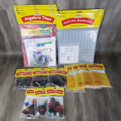 Lot of 5 Learning Resources Pin Geoboards, Algebra Tiles, Color Squares Lot NIP
