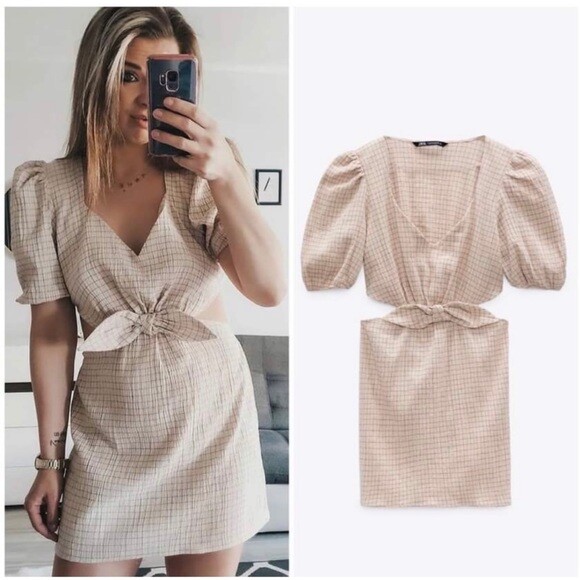 Zara Cut Out Linen Blend Dress Size XL - NWT Zara Cut Out Linen Blend Dress Size XL - NWT