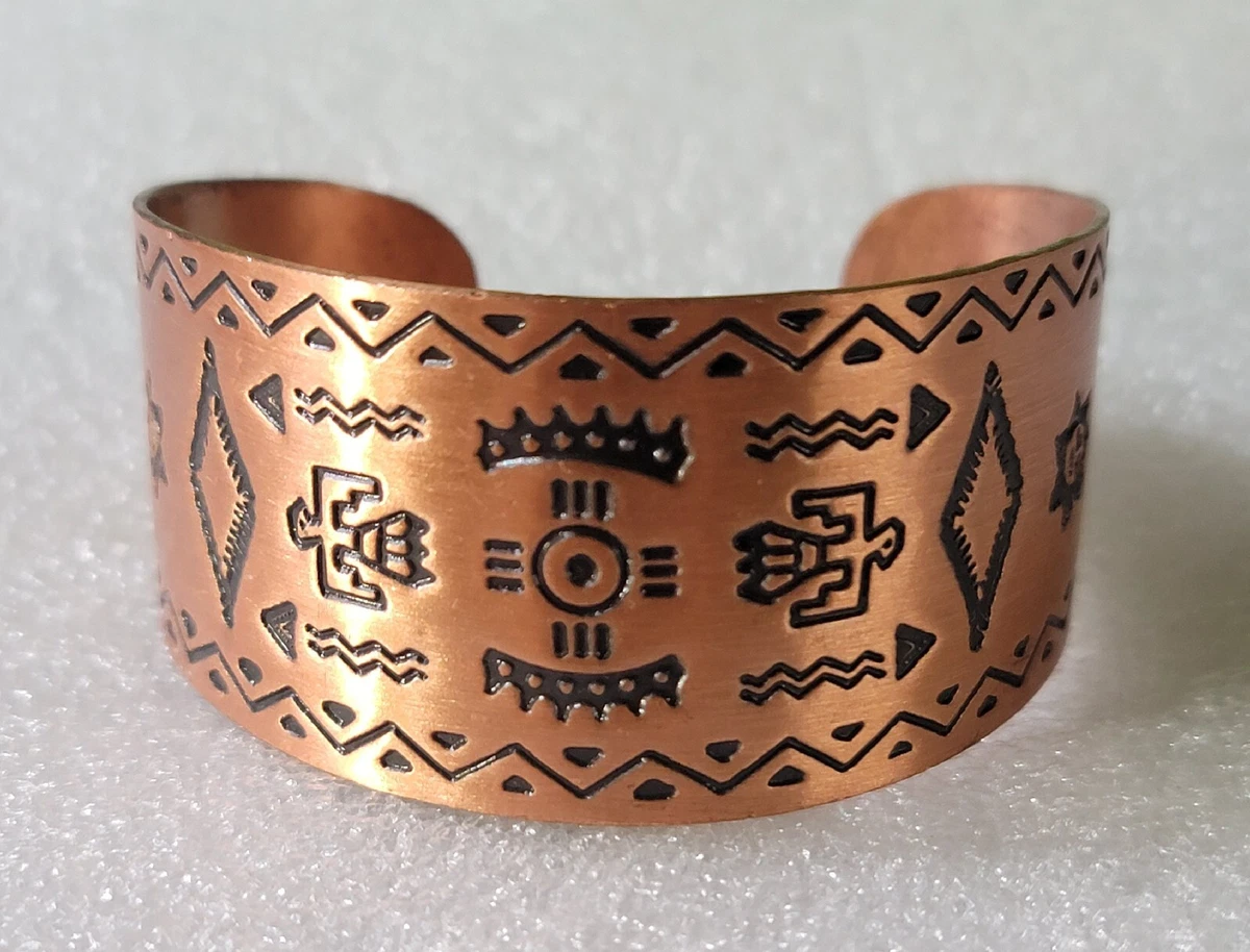 Vintage Copper Native American Tribal Thunderbird Sun Arrow Cuff