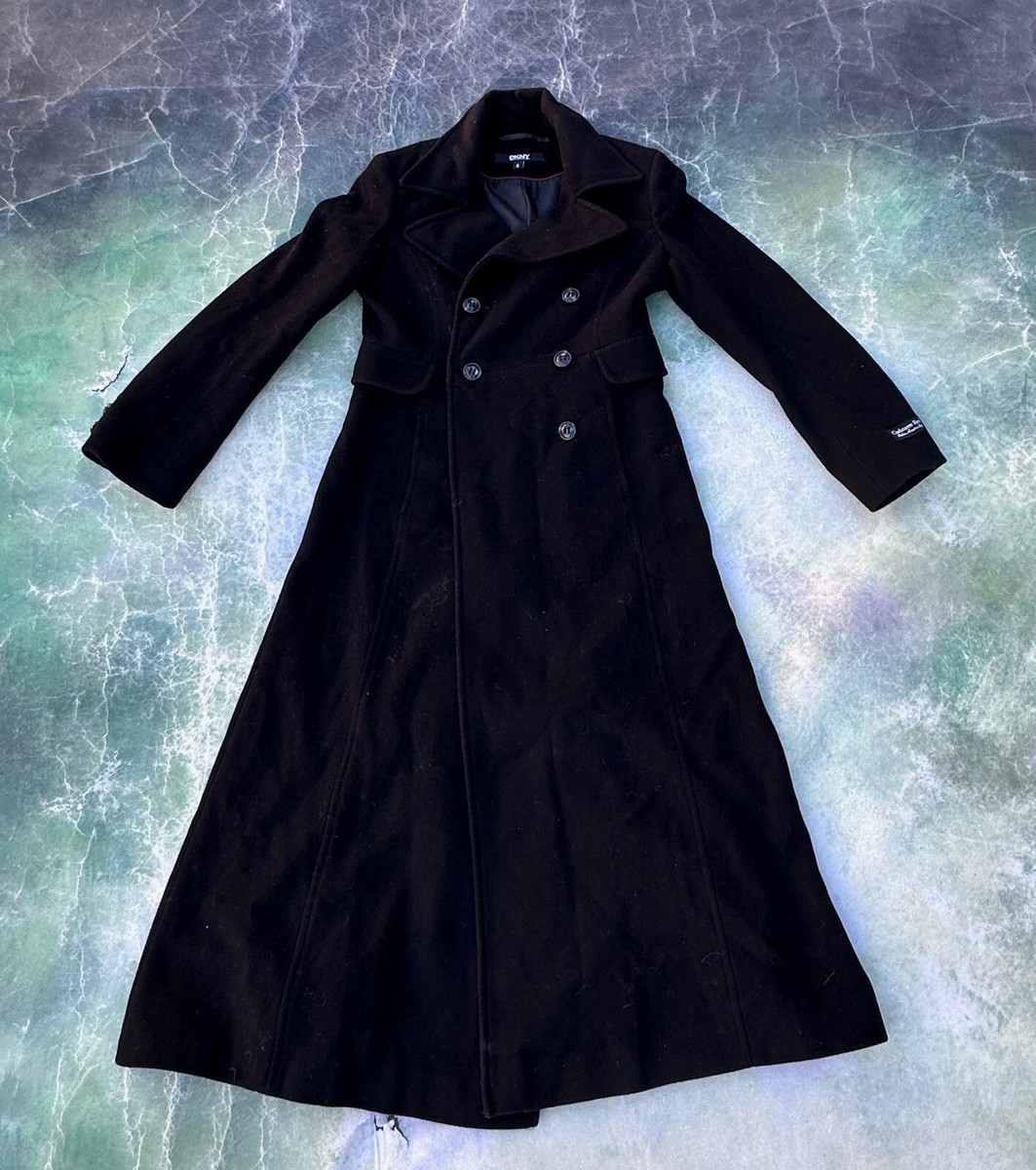 Vintage DKNY Women's Cashmere Blend Black Trench Coat Size 6. | eBay