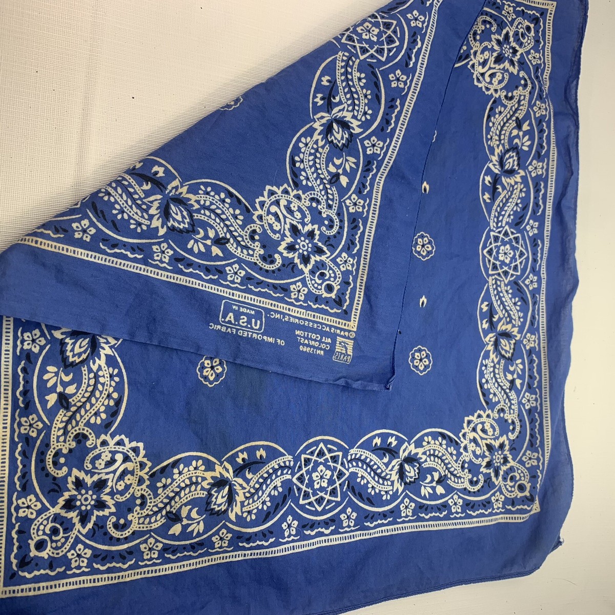 小物 MADE IN USA crosspattern Vintagebandanna Vintage 1940s Paisley NOS Bandana Fast Color Cotton 21x20 RN
