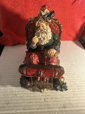 VTG Three Hands Corp Heavy Santa's Sleigh Elves Holiday Figurine  Dwk142