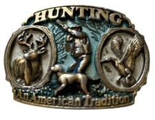 Vintage 1986 USA Belt Buckle 1817 American Tradition Made Hunting