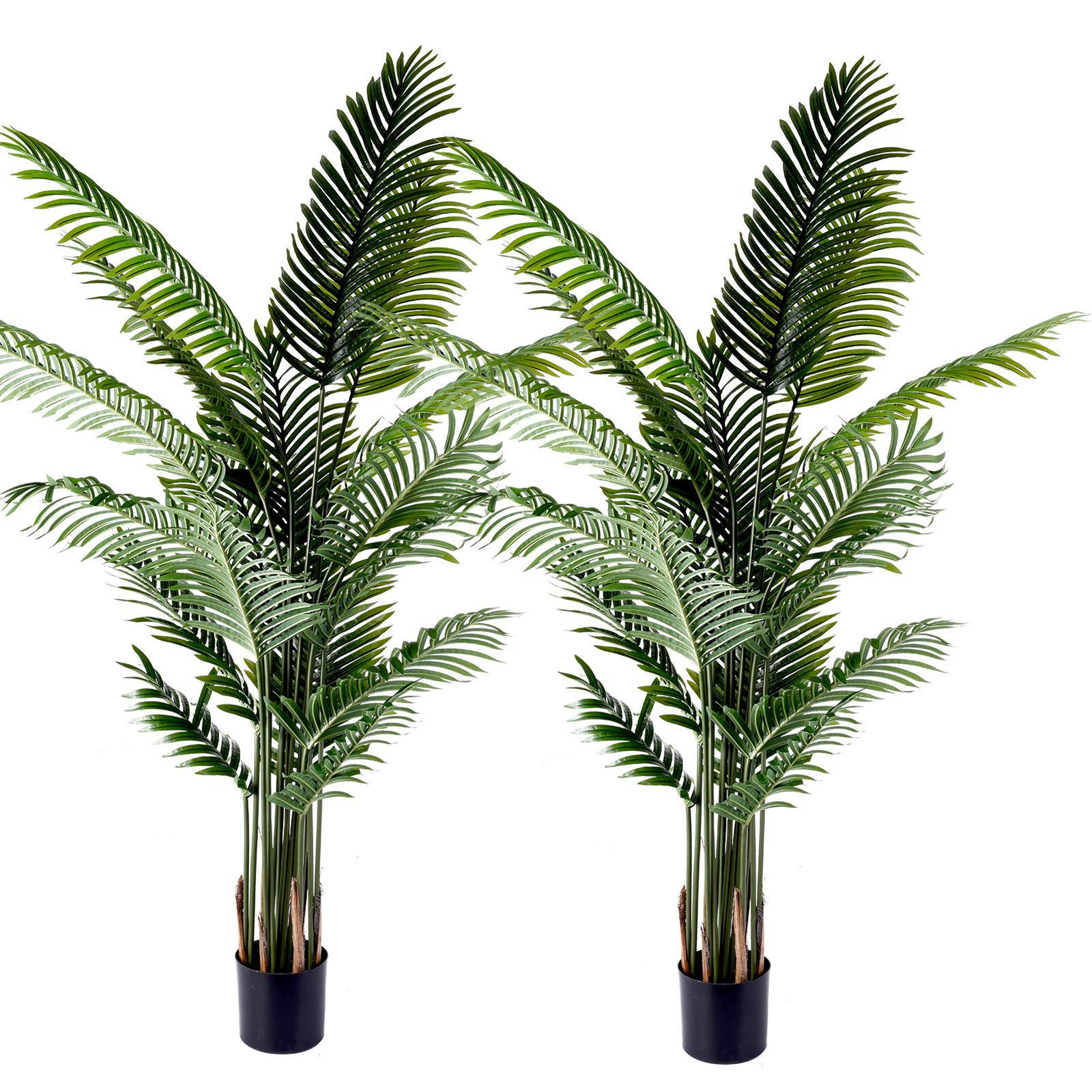 2PCS 6.6ft Large Artificial Palm Tree Tropical Plant 21 Leave Outdoor Home Decor