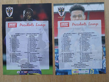 AFC WIMBLEDON - 2 HOME TEAMSHEETS (ORIENT, SHREWSBURY)