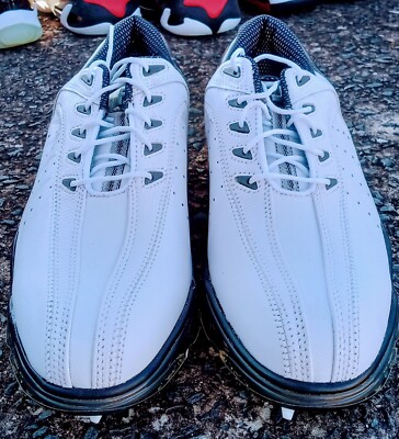 FJ Footjoy Foot Joy Sport Golf Shoes Mens Size 8½ M White Black Leather  53255