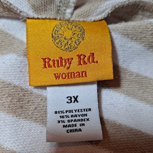 Ruby Rd Woman Tan & White Sleeveless Long Cardigan Wrap Women's Plus Size 3X - Picture 4 of 9