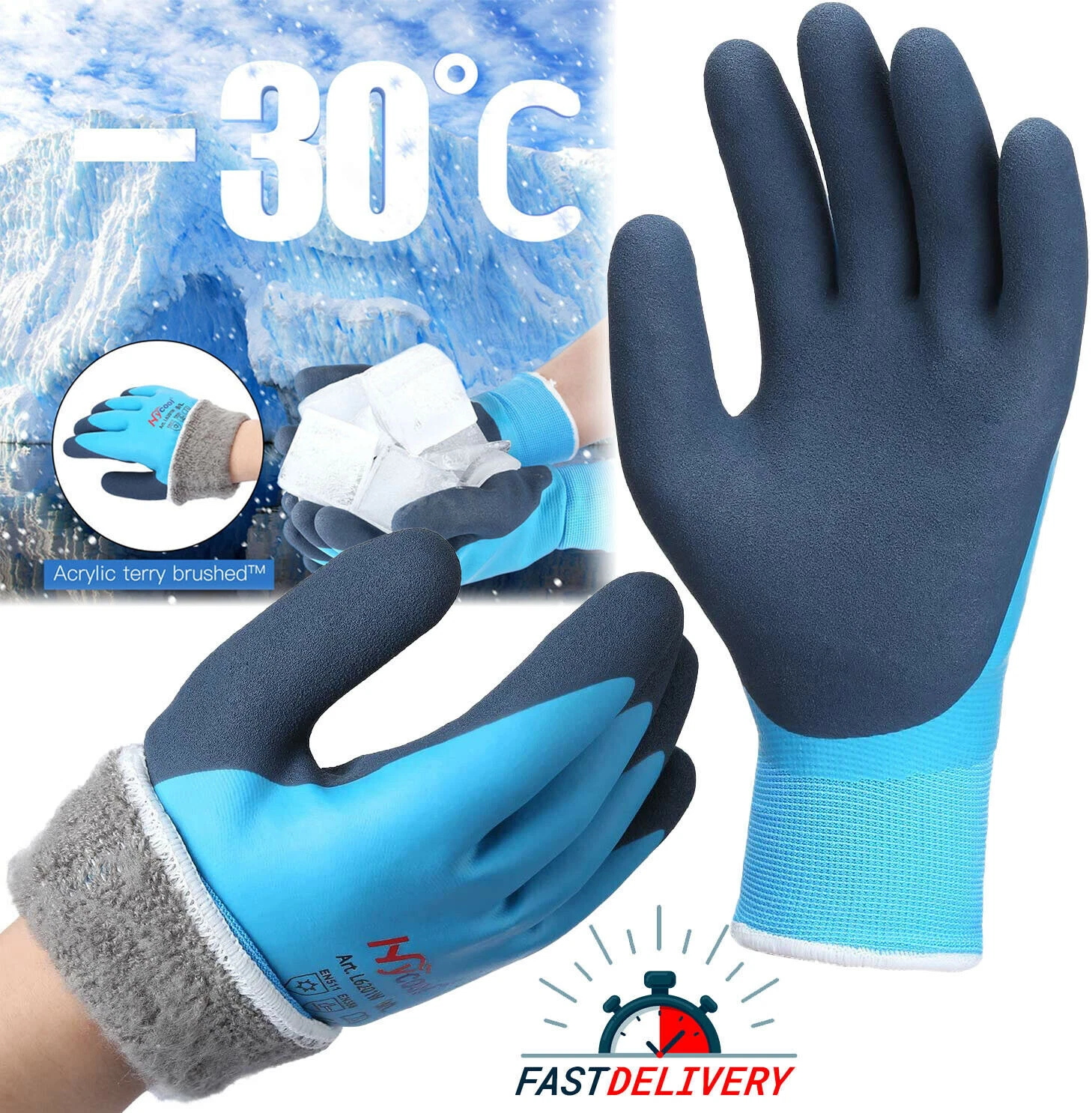 ISOLATION THERMIQUE HIVER GANTS DE TRAVAIL IMPERMÉABLES CONGÉLATEUR SÉCURITÉ FROIDE JARDIN