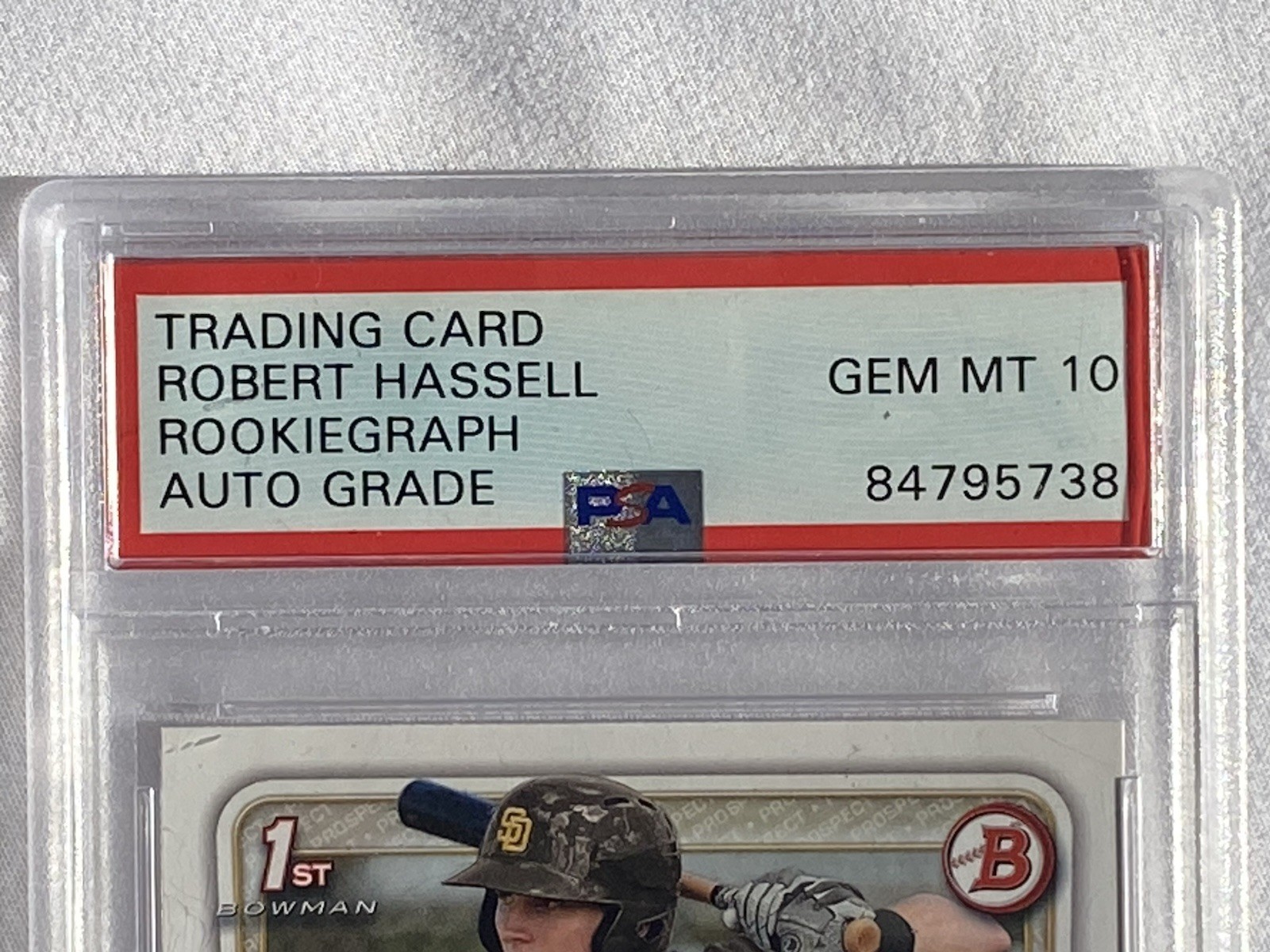ROBERT HASSELL III PSA 10 TOPPS BOWMAN 2020 Draft San Diego Padres Baseball Card view 6