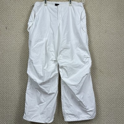 iets Frans Pants Mens M White Cargo Parachute Baggy Wide Leg Trousers Y2K Skater