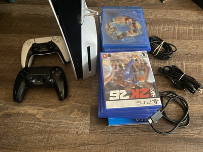 Sony PS5 Slim Disc Edition Console Bundle - 2 Controllers + 15 Games