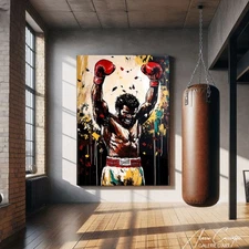 Boxing Wall Art Framed Sport Wall Decor Man Cave Wall Art Fighter Gifts