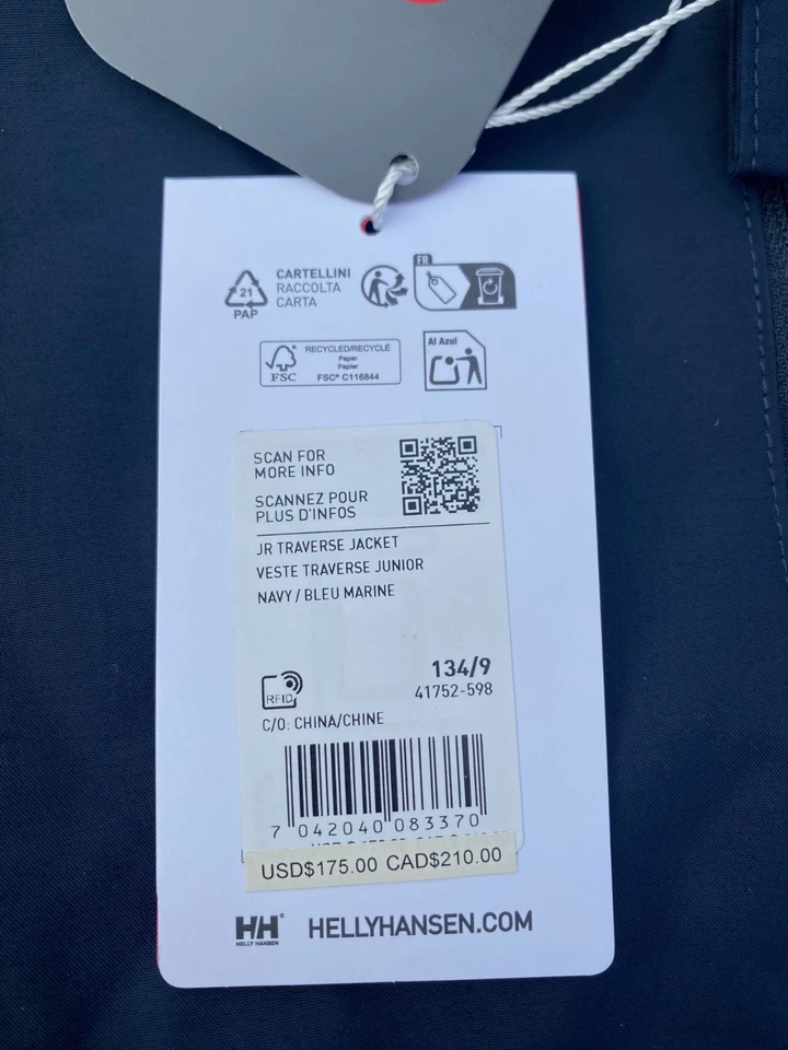 Boy's Helly Hansen Traverse Insulated Jacket NAVY BLUE $175, Size: 9 - Image 2 of 4