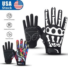 Biker Skeleton Bone Gloves Racing Cycling Motorcycle Mechanics Goth Full Finger