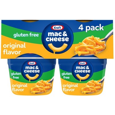 Kraft Gluten Free Original Mac Cheese Cups 4 Pack 1.9 Ounce Easy Meal Snack