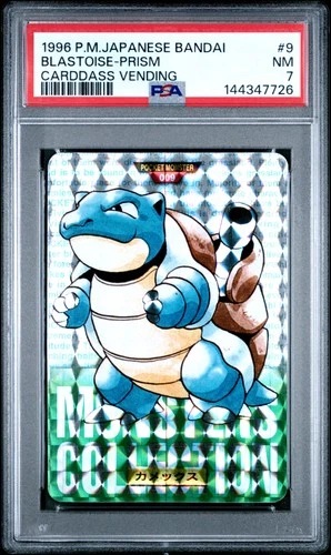 1996 POKEMON JPN BANDAI CARDDASS VENDING #9 BLASTOISE-PRISM PSA 7