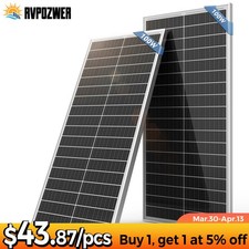 200W Watt 12V/24V Mono Solar Panel 18BB Cell RV Car Home Off Grid 2Pack 100W 