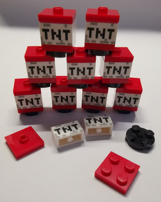 Lego   10 Minecraft TNT Stein Block Blöcke Explosiv    Bedruckt Neuware