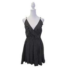 NWT Express Polka Dot Faux Wrap Ruffle Detail Sun Dress Size Small
