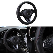 15 Inch Faux Leather Steering Wheel Cover, Black