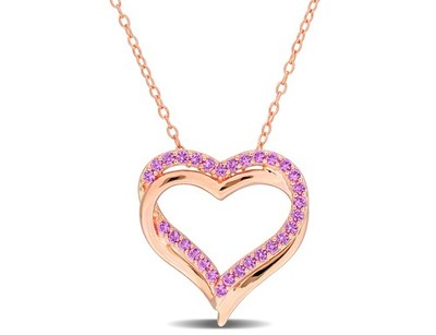 1/2 Karat (ctw) Laborgefertigter rosa Saphir Anhänger Rose Sterlingsilber