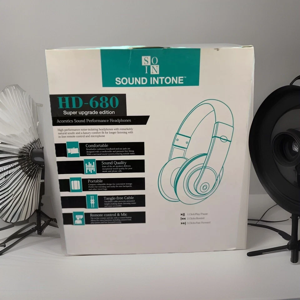 🎧 Auriculares con cable Sound Intone HD-680 con micrófono | Bajos profundos | Cable sin enredos Foto 3 de 4