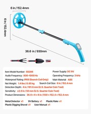 Metal Detector, 4", Lightweight Metal Detector With LCD Display, 6" IP68
