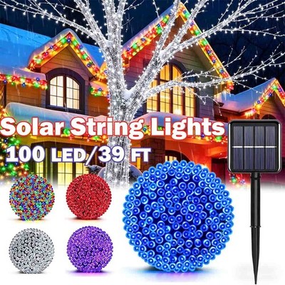 2 Pack 100LED 8Modes 39ft Solar string lights, for DIY Holidays, Parties Decor