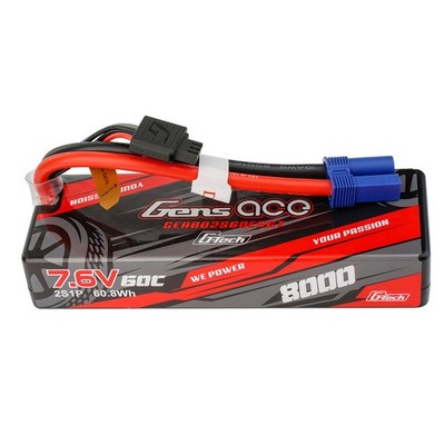 Gens Ace G-Tech 8000mAh 7.6V 60C 2S Lipo Battery HardCase EC5 Plug For RC Models