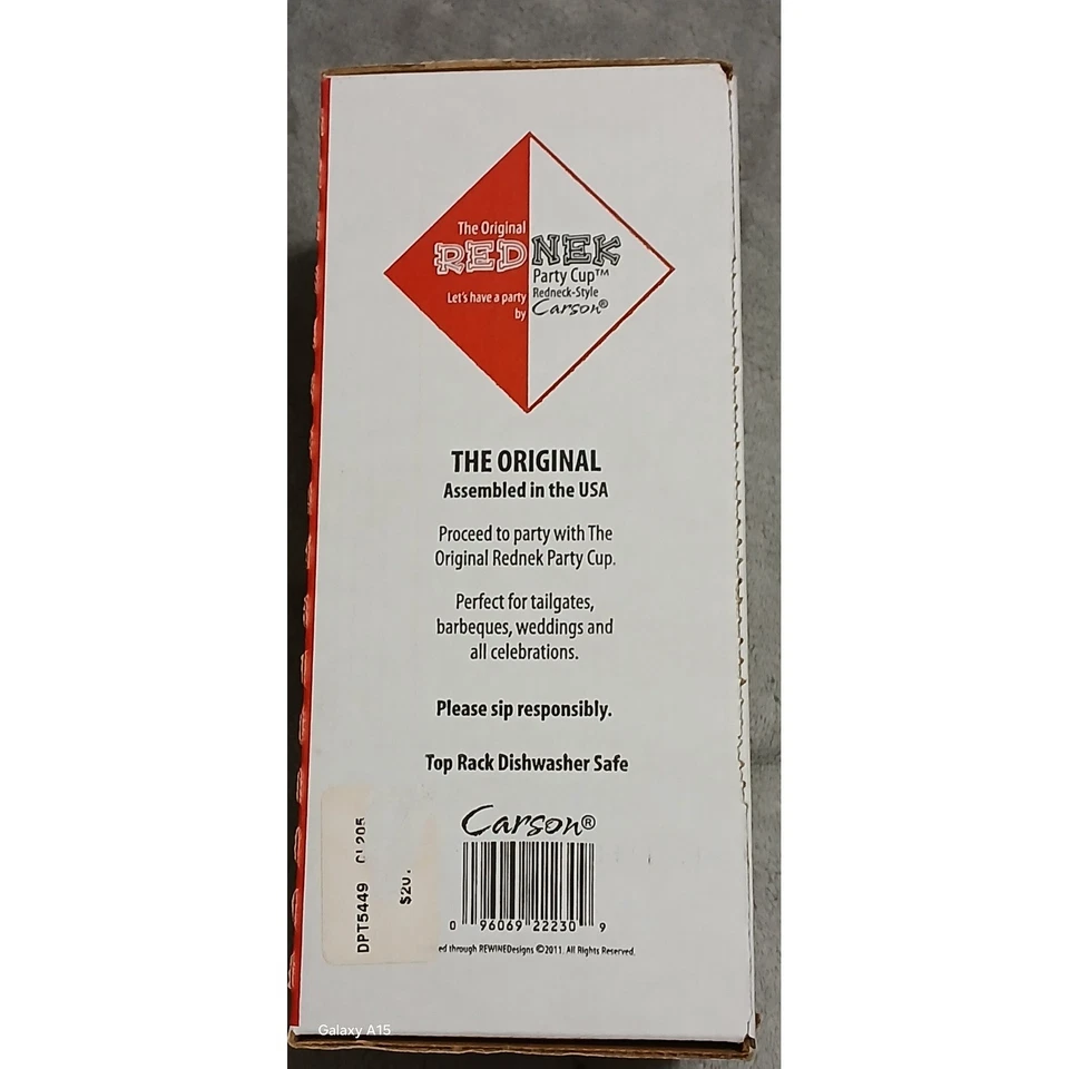 The Original Red Nek Party Cup de Carson Red Melamina Base de Vidrio 16oz Nuevo en Caja Foto 3 de 4