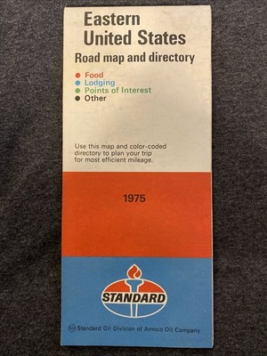 Vintage Standard Eastern United States Map, Travel, Road Trip Ephemera 1975