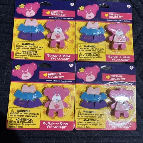 4 New Build A Bear Workshop Dress Up Eraser Sets