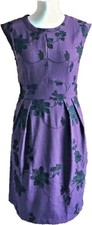 New Apricot Dress 10 Deep Purple Floral Embroidered Flattering Tailored Tea