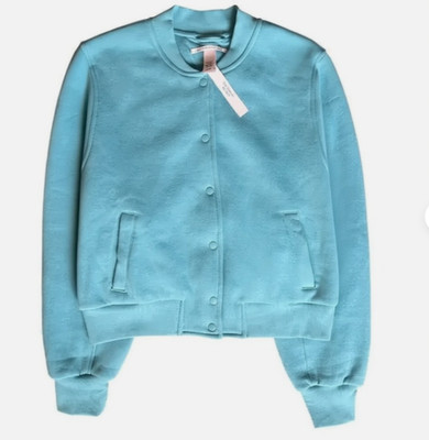 Victoria's Secret Cotton Fleece Snap Bomber Jacket Size XS NWT