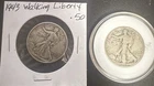1938 And 1943 Walking Liberty Half Dollars 90% Silver