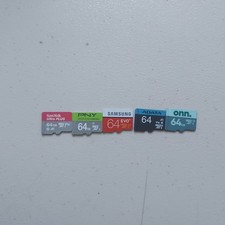 Lot of 5,  64GB Micro SD cards mixed brands SanDisk, Samsung, PNY, Sony, etc.