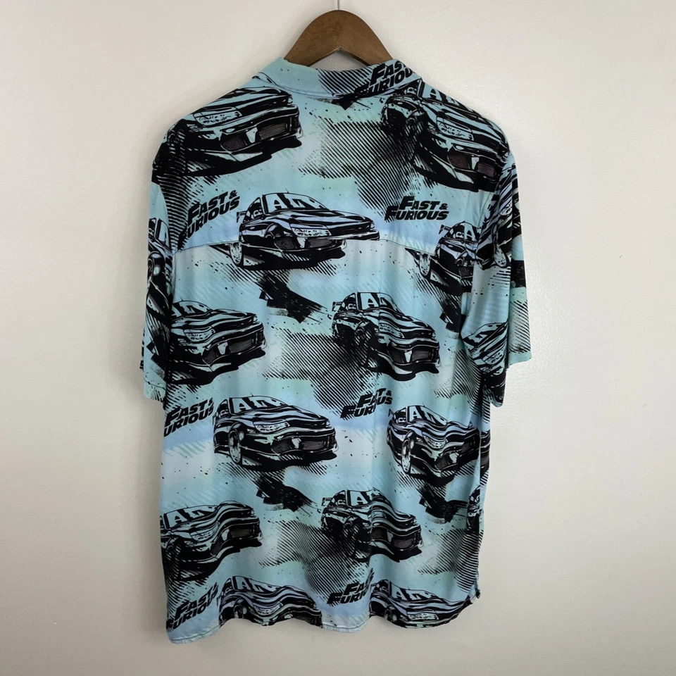 H&M Viscose Shirt Mens Large Standard Fit Multicolor Short Sleeve Fast & Furious - Image 2 of 4