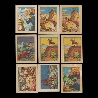 1951 Post Ceral Hopalong Cassidy Wild West Trading Cards Lot of 9 - Nice!
