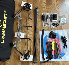 Lanneret Compound Bow Set Draw Weight 10-50 Lbs, Right Handed Pro, Camouflage