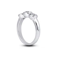 1.58ct tw E VS2 Round Natural Certified Diamonds PT 950 Classic Three-Stone Ring