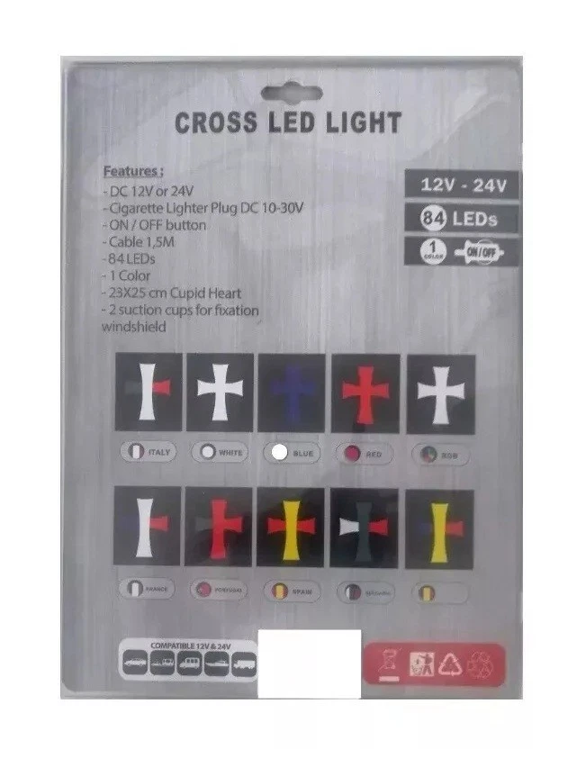 LED-Leuchtkreuz 12V-24V Dekoration Blau für PKW LKW BUS VAN Wohnwagen Wohnmobil - Bild 3 von 3